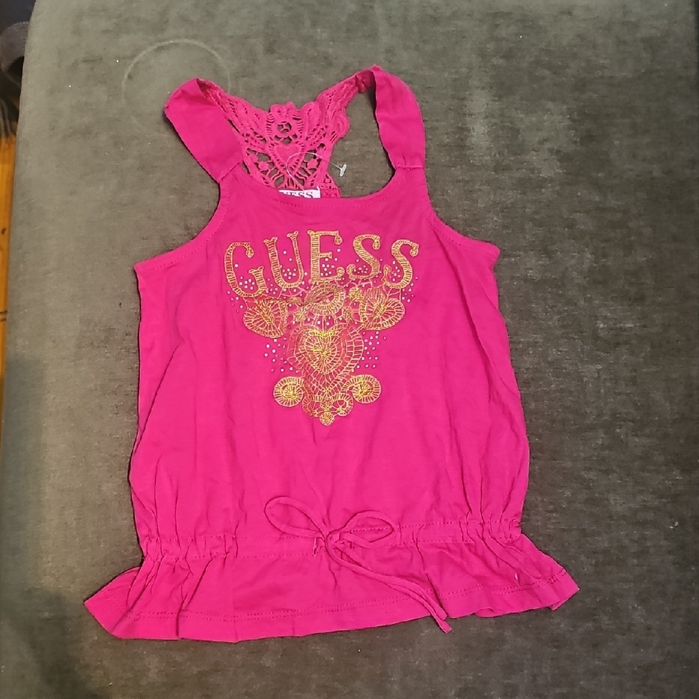 Guess Kids Fuchsia Lace Back Tank Top